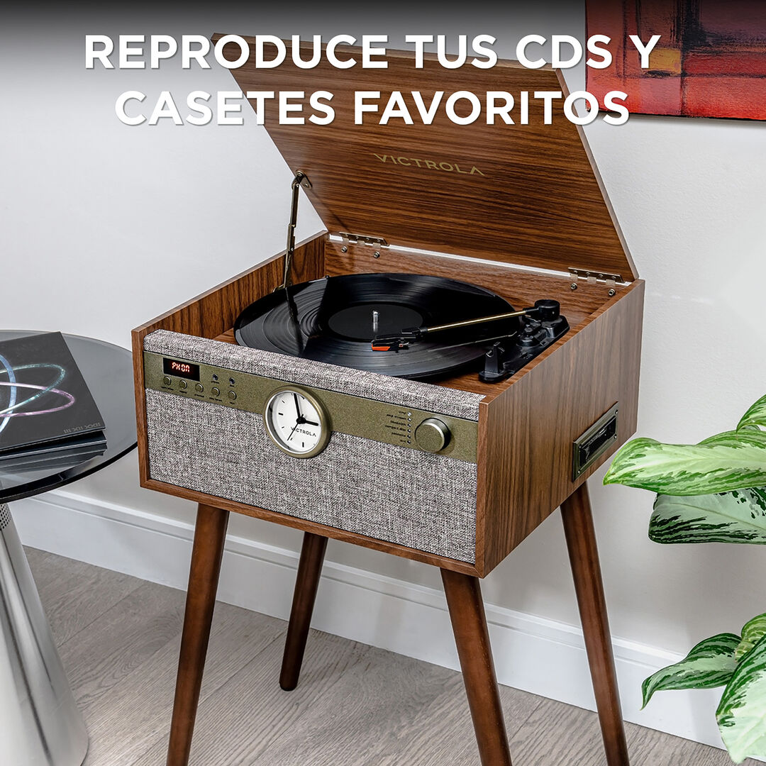 Tocadiscos Century con reloj y patas
