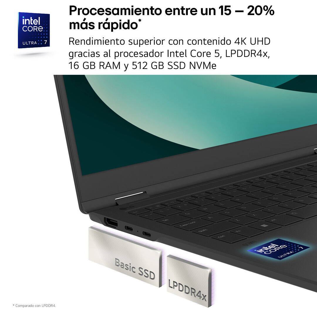 Port&aacute;til 16" LG gram - 16Z90RU, Windows 11, Intel&reg; Core&trade; i5, 16 GB RAM, 512 GB SSD, Panel IPS WQXGA (2560x1600), Ligero 1,2 kg, 23,5 horas de bater&iacute;a, Negro