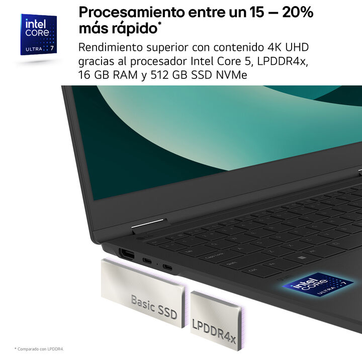Port&aacute;til 16" LG gram - 16Z90RU, Windows 11, Intel&reg; Core&trade; i5, 16 GB RAM, 512 GB SSD, Panel IPS WQXGA (2560x1600), Ligero 1,2 kg, 23,5 horas de bater&iacute;a, Negro
