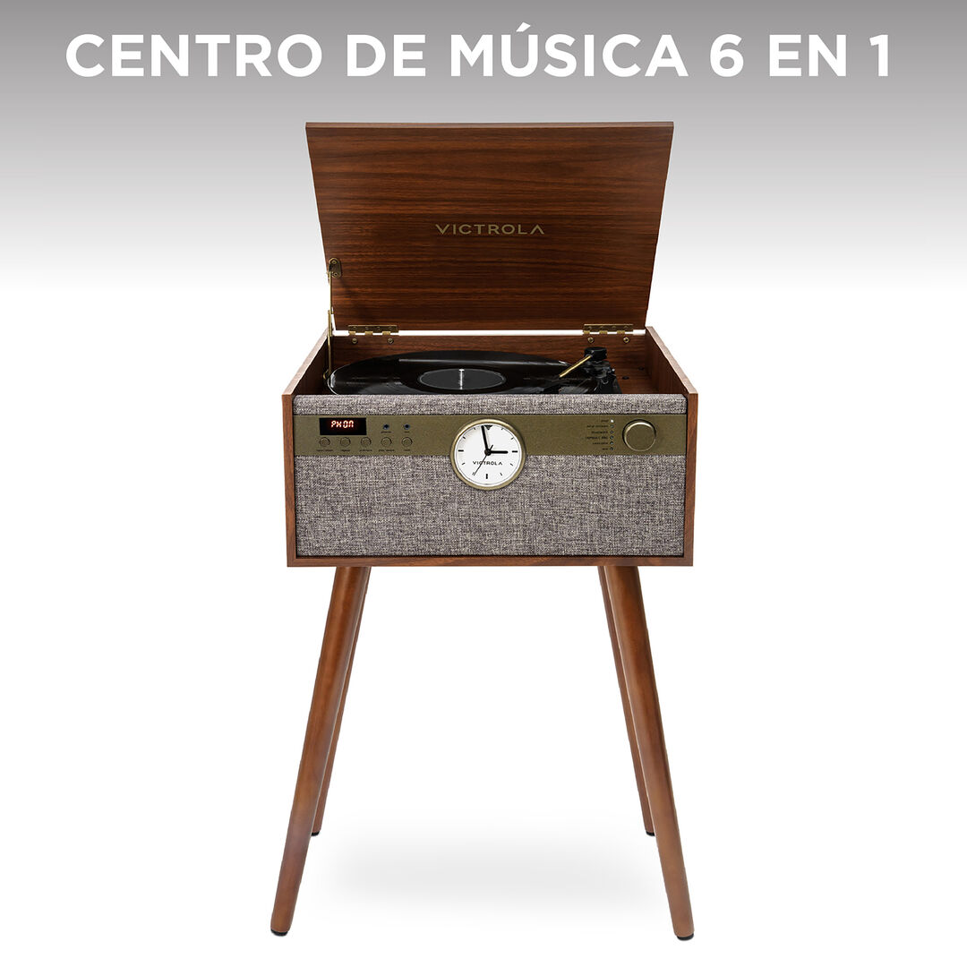 Tocadiscos Century con reloj y patas