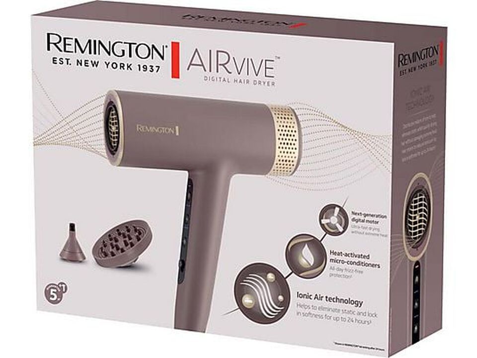 Secador digital AIRvive&trade; EC8930
Consigue una suavidad sin encrespamiento que te encantar&aacute; con el secador digital AIRvive&trade; de REMINGTON&reg;. Su tecnolog&iacute;a Ionic Air antiest&aacute;tica de alta velocidad seca el cabello r&aacute;pidamente sin da&ntilde;arlo por calor extremo, a la vez que libera microacondicionadores activados por calor por el cabello para protegerlo del encrespamiento durante todo el d&iacute;a1. El motor digital avanzado gira 5 veces m&aacute;s r&aacute;pido2 para generar potentes velocidades de aire que permiten secar r&aacute;pidamente incluso el cabello m&aacute;s largo y grueso.

Plancha estrecha AIRvive&trade; S8930
Te esperan unos resultados un 80 % m&aacute;s suaves1 con la plancha estrecha AIRvive&trade; de REMINGTON&reg;. Mientras te peinas, la delicada tecnolog&iacute;a Ionic Air ayuda a eliminar la electricidad est&aacute;tica y enfr&iacute;a el cabello al instante para fijar el peinado y conseguir un acabado elegante. 
Las placas de peinado con revestimiento cer&aacute;mico ultrasuave no solo se deslizan sin esfuerzo por el cabello, sino que adem&aacute;s est&aacute;n impregnadas con nuestra nueva f&oacute;rmula de microacondicionadores activados por calor, que se transfieren al cabello para mantener a raya el encrespamiento durante todo el d&iacute;a2. 
La plancha est&aacute; dise&ntilde;ada teniendo en cuenta todo tipo de texturas y grosores de cabello.
