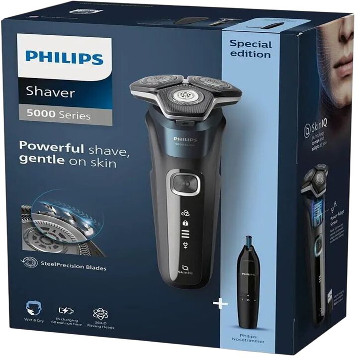 La serie 5000 de Philips ofrece un afeitado potente, que ahora corta a&uacute;n m&aacute;s vello por pasada en comparaci&oacute;n con su predecesor. Equipada con la avanzada tecnolog&iacute;a SkinIQ, la afeitadora detecta y se adapta a la densidad de tu vello, para mejorar el confort de la piel.