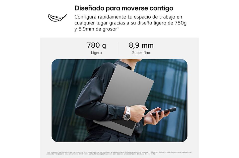 Monitor port&aacute;til LG Gram +view 17MT70-ASDWU de 17", WQXGA, USB-C y HDMI Mini, ultraligero y vers&aacute;til.