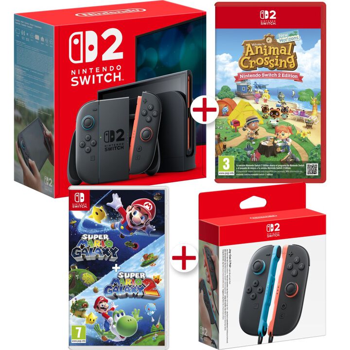 NINTENDO SWITCH 2 + ANIMAL CROSSING SWITCH 2 + SUPER MARIO GALAXY 1 Y 2 + JOYCON VERSI&Oacute;N ESPA&Ntilde;OLA GARANT&Iacute;A EUROPEA EU WARRANTY