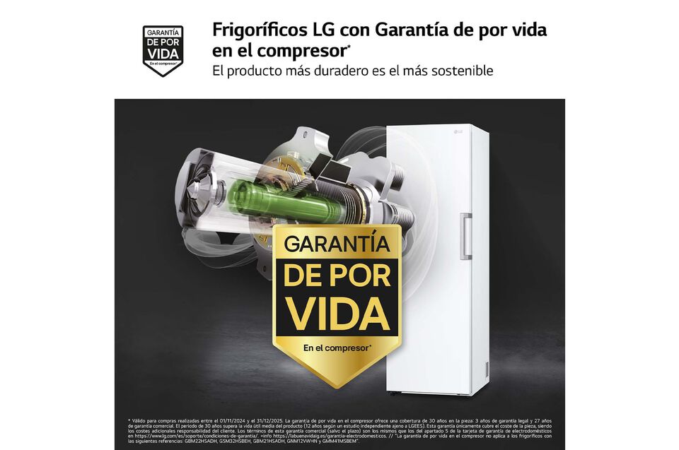Congelador vertical 324 L blanco sin escarcha, compresor eficiente y congelación rápida.