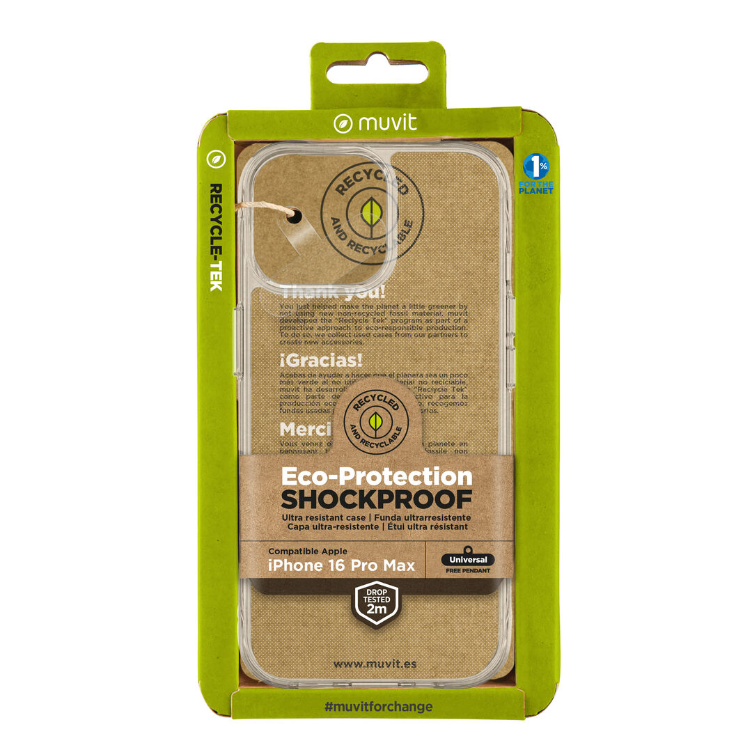 Al comprar un nuevo m&oacute;vil, nos entra la urgencia de protegerlo para evitar que se da&ntilde;e, por eso en muvit for change hemos creado esta funda Shockproof Recycletek que proteger nuestro smartphone de ara&ntilde;azos y ca&iacute;das de hasta 2M, hechas con materiales reciclados, contribuyendo as&iacute; a luchar contra la contaminaci&oacute;n y a proteger nuestro ecosistema. Adem&aacute;s, ahora cuenta con el certificado GRS (Global Recycle Standard) que garantiza que se utilizan materiales reciclados.