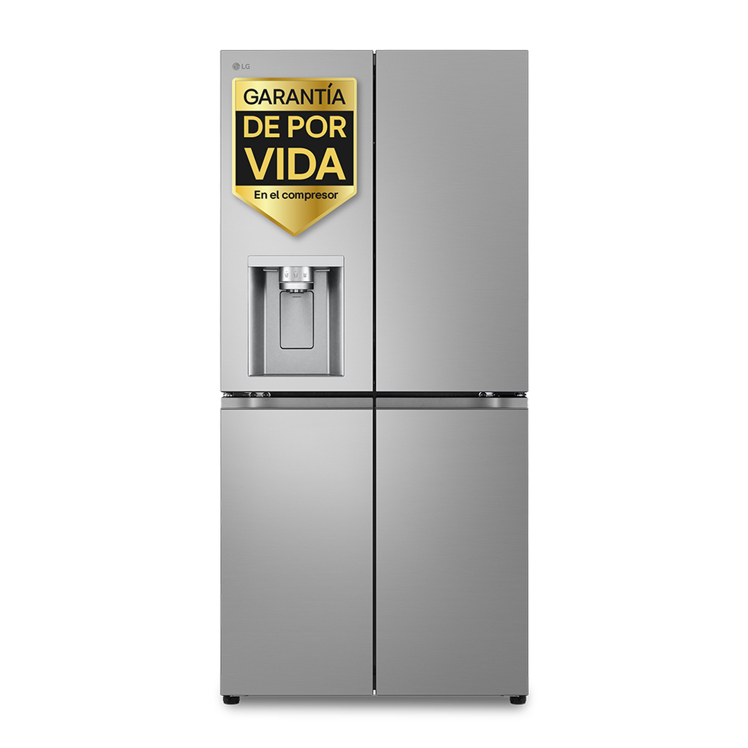 Descubre el frigorífico LG GML860PYFE, diseñado para integrarse perfectamente en tu cocina con su acabado en acero inoxidable y puertas francesas que ofrecen un acceso fácil y organizado.