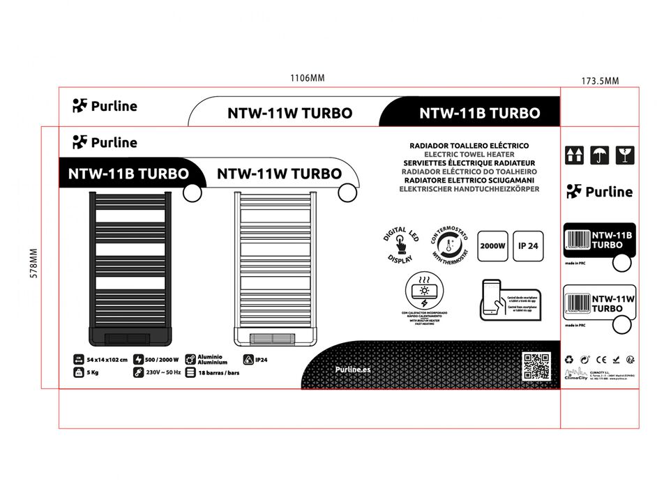 El NTW-11 es un completo producto de 500W que actúa como secador de toallas, calentador de prendas y a la vez servirá de apoyo a tu sistema de calefacción. Su diseño sencillo y elegante incluye un display LED y temporizador (2h). Además tiene una tecnología de transmisión directa del calor y un sistema de protección contra sobrecalentamiento, de forma que si se alcanza una temperatura peligrosamente alta se detiene automáticamente.