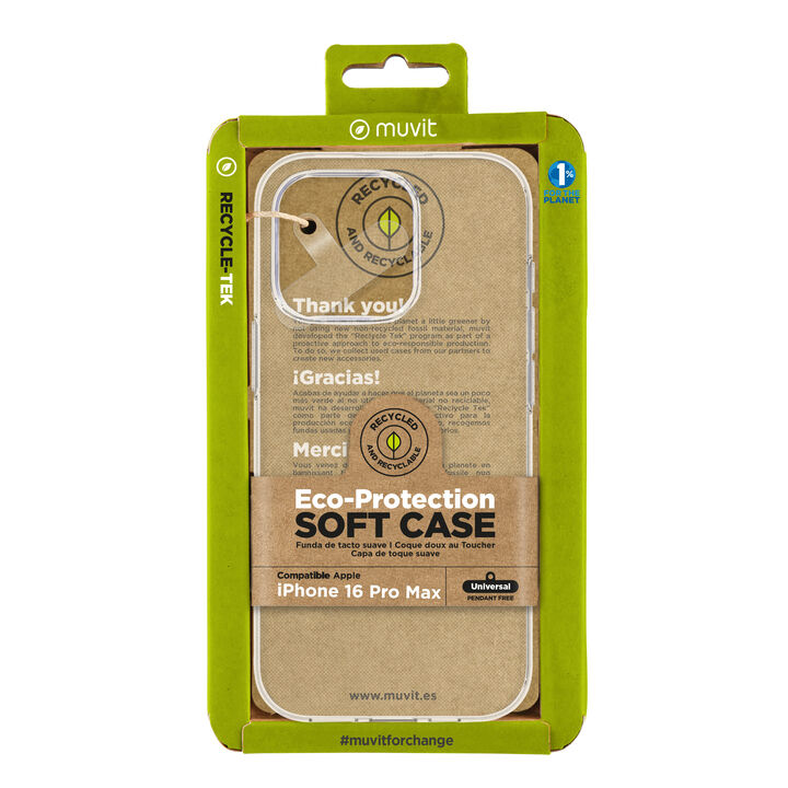 La protecci&oacute;n del medio ambiente es, hoy en d&iacute;a, una preocupaci&oacute;n en todo momento, junto a la preocupaci&oacute;n de proteger nuestro Smartphone. Con las fundas recycletek de muvit for change, proponemos una gama de fundas reciclables, fabricadas con fundas usadas y viejas. Una manera responsable de proteger nuestro smartphone. Porque contribuir en la lucha contra la contaminaci&oacute;n y proteger nuestro eco sistema, debe formar parte de nuestros gestos cotidianos.