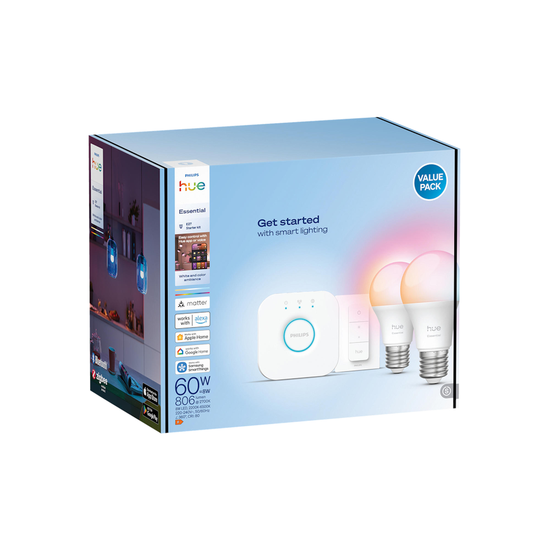 Kit 2 bombillas E27 Essential+Bridge+Interruptor