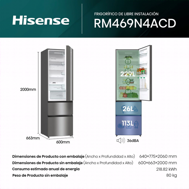 Frig.HISENSE Combi 3 Puertas