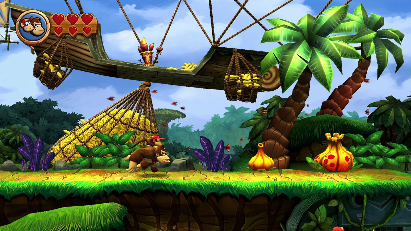 DONKEY KONG COUNTRY RETURNS HD SWITCH JUEGO FÍSICO PARA NINTENDO SWITCH VERSIÓN ESPAÑOLA GARANTÍA EUROPEA EU WARRANTY 
IDIOMAS:
Salta, rueda y pega pisotones en la Isla de Donkey Kong en este juego de aventuras y plataformas en 2D
¡Ayuda a Donkey Kong y Diddy Kong a recuperar su preciada provisión de plátanos de las garras de la tribu Tiki Tak en Donkey Kong Country Returns HD para Nintendo Switch! Pisotea a los enemigos, desplázate entre barriles a velocidades de vértigo y súbete a cohetes, vagonetas e incluso a lomos de Rambi el rinoceronte, en 80 niveles distribuidos en nueve mundos.
Disfruta del juego tal y como fue concebido para Wii, o disminuye la dificultad para disponer de corazones adicionales y otras ayuditas que harán más sencilla la partida. Esta trepidante aventura cuenta con gráficos en alta definición para Nintendo Switch ¡y también incluye los niveles extras de la versión de Nintendo 3DS!
 
Video will open in a new window
Aúna fuerzas con otra persona... ¡y completad el juego como Donkey Kong y Diddy Kong!
En el modo local para dos jugadores, puedes pasarle un mando Joy-Con a otra persona para enfrentaros a la tribu Tiki Tak como DK y Diddy. Atacad a los enemigos con la cacahuetola de Diddy, volad con el barril a reacción, aporread el suelo como DK para doblegar a los malos ¡o despachadlos sin más con el ataque rueda! Formad equipo ¡y a por esos plátanos!
Idiomas: Japonés, Inglés, Español, Francés, Alemán, Italiano, Neerlandés, Coreano, Chino