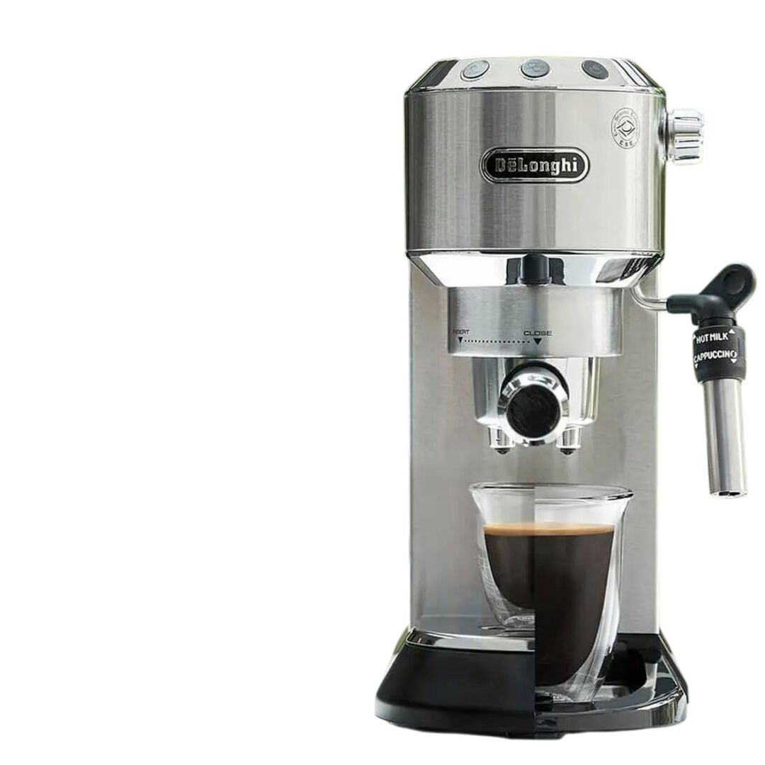 Cafetera espresso manual de bomba con sistema cappuccino y tecnología Thermoblock, que mantiene el agua a temperatura exacta