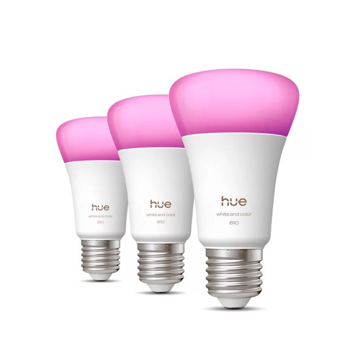 Pack Triple E27 Philips Hue White & Color.

LED integrado.

Bridge NO incluido.

Dimmer NO incluido

Controlable  por Wifi & Bluetooth.

Con estas dos bombillas LED inteligentes E27, adecuadas para casi todas las luminarias, puedes llevar la luz inteligente a cualquier lugar de tu hogar y crear ambiente al instante con millones de tonalidades de luz blanca y de colores.