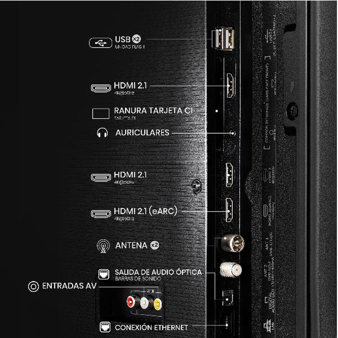 Serie E7Q QLED TV 50E7Q Smart TV 50 pulgadas con Dolby Vision & Atmos
Quantum Dot Colour, Modo Juego PLUS, 60Hz VRR 120 fps, Bluetooth & HDMI, Alexa Built in & VIDAA Voice