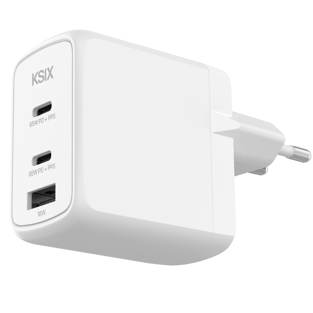 Un cargador potente y vers&aacute;til para todos tus dispositivos: la soluci&oacute;n perfecta para cargar de manera r&aacute;pida y eficiente desde un solo adaptador. Con dos puertos USB-C y un puerto USB-A, ofrece una carga inteligente y din&aacute;mica gracias a sus tecnolog&iacute;as GaN, Power Delivery 3.0 y PPS, ideales para port&aacute;tiles, smartphones, tablets y m&aacute;s.
