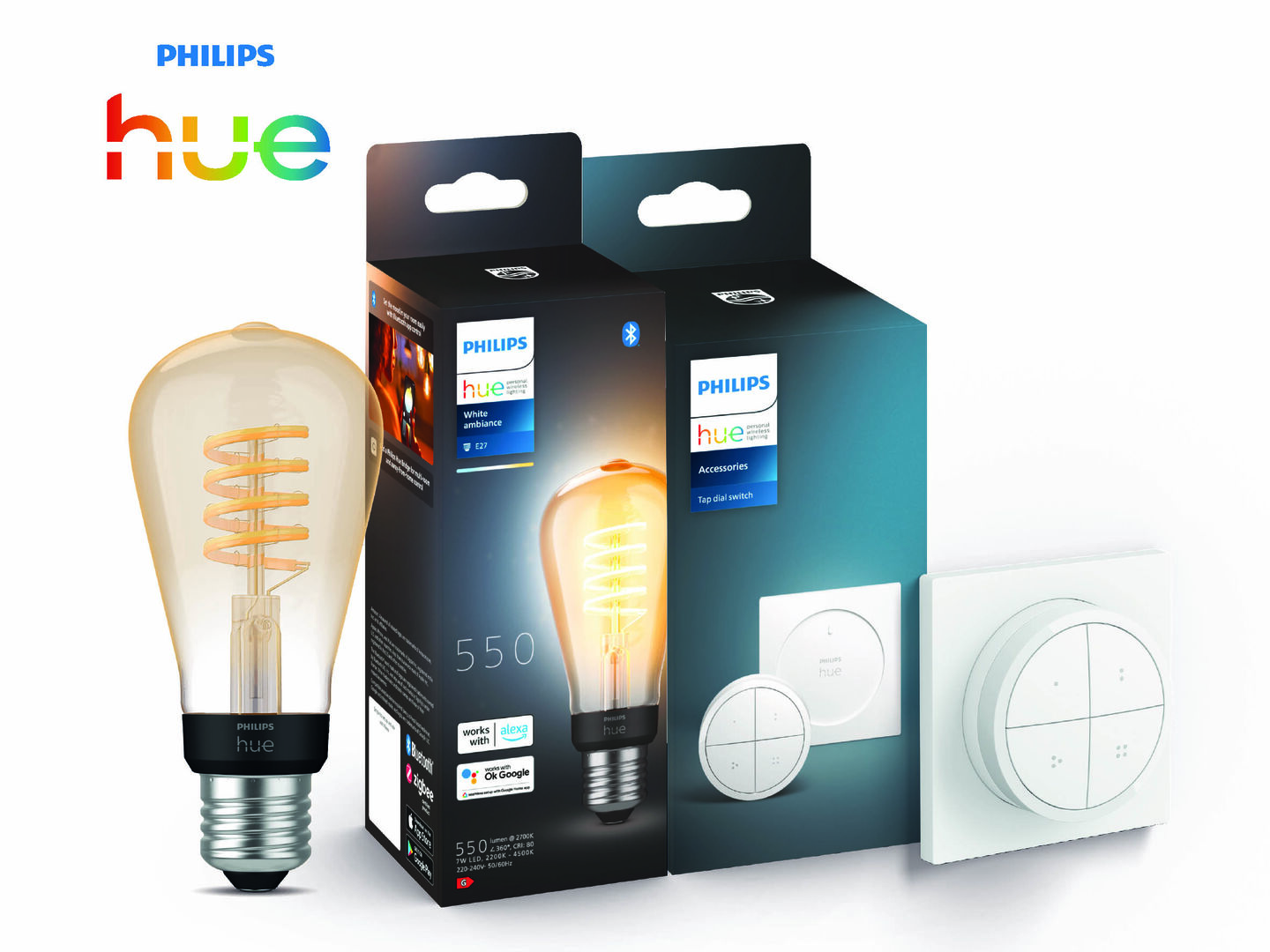 Bombilla Inteligente Filam. blanco E 27 ST64 + Tap Dial Switch