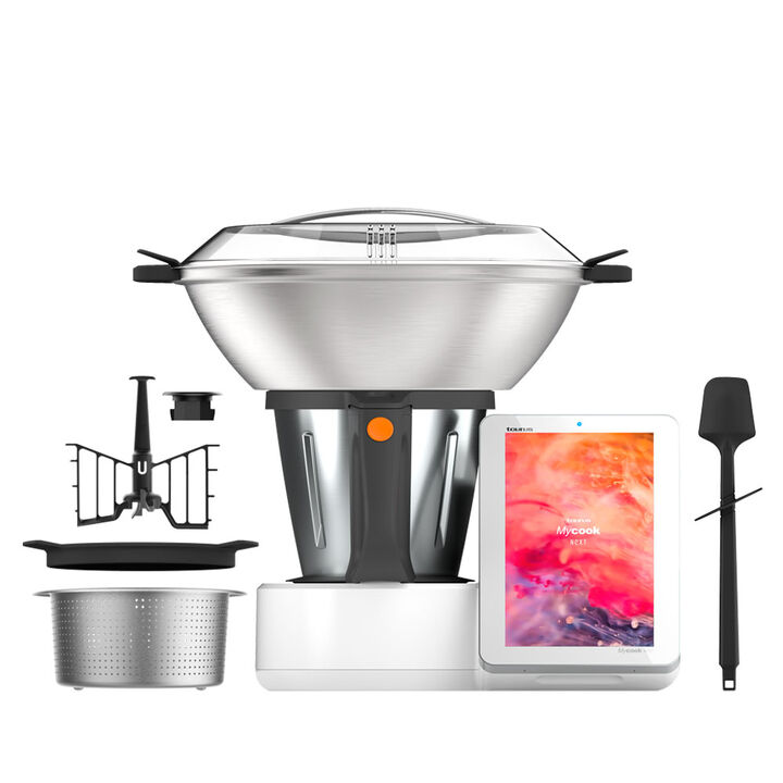 El Mycook Next es mucho más que un simple robot de cocina; es la combinación perfecta de tecnología avanzada y creatividad culinaria. Con Next Blade, su cuchilla ultra resistente, este robot multifuncional es ideal para cualquier tipo de preparación culinaria, convirtiéndose en tu aliado perfecto en la cocina. Además, su recetario integrado cuenta con más de 2000 recetas y sigue creciendo gracias al Club Mycook Recetas, donde también encontrarás información nutricional detallada. Descubra la innovación, la alta tecnología y la facilidad de uso en un solo dispositivo: Mycook Next.