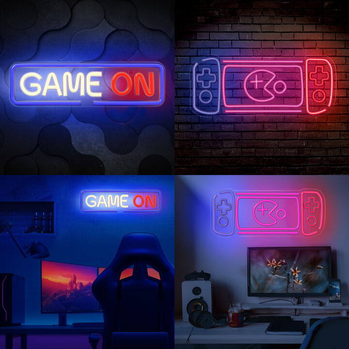 Pack de luces neones Forever, que ofrece un resplandor colorido y uniforme. Pack gamer con las luces Game On y Consola.