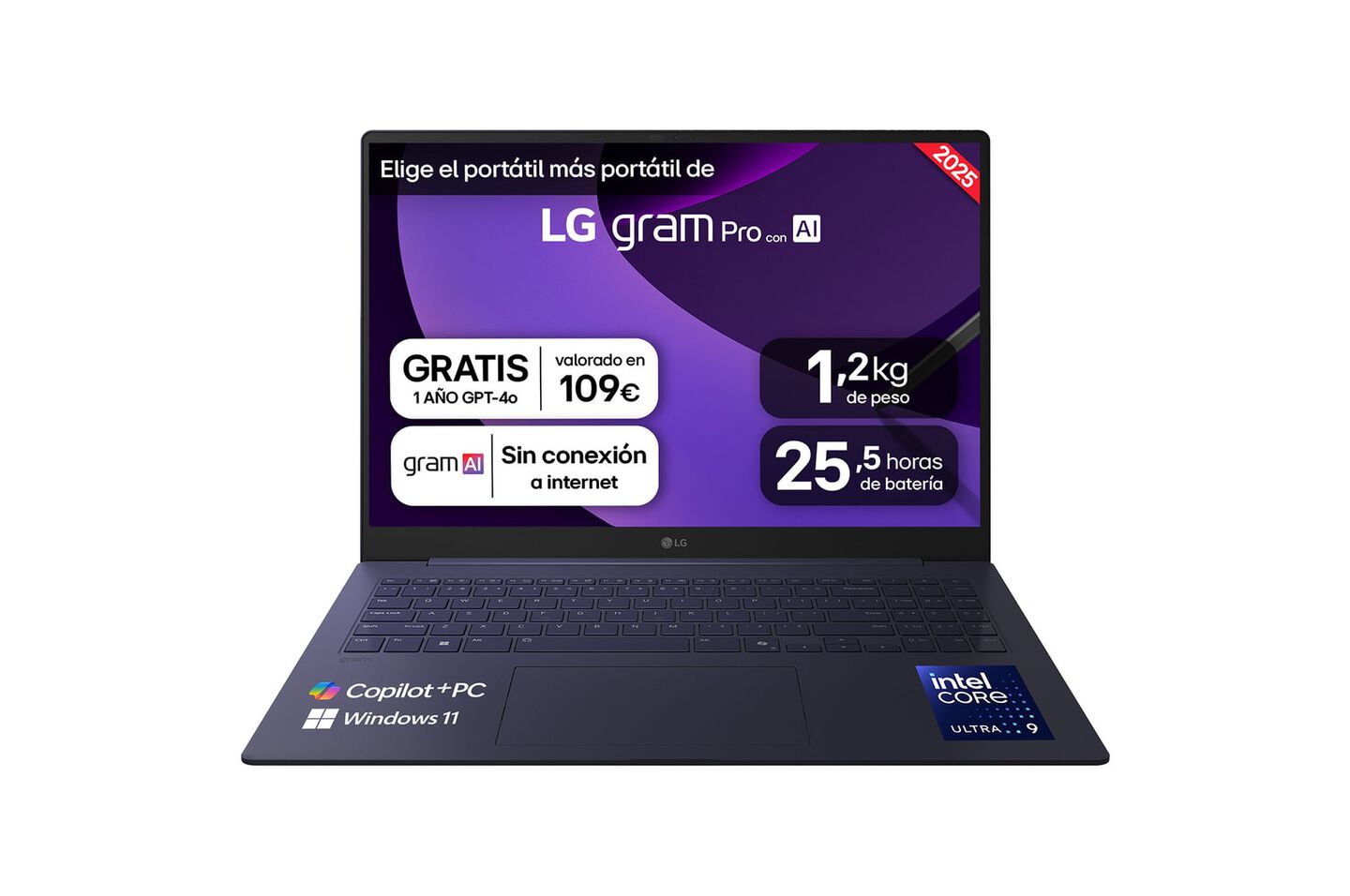 Port&aacute;til 16" LG gram - 16Z90TS, Windows 11, Intel&reg; Core&trade; Lunar Lake, 32 GB RAM, 1 TB SSD, Panel IPS WQXGA (2560x1600), Ligero 1,2 kg, 25,5 horas de bater&iacute;a, Gris