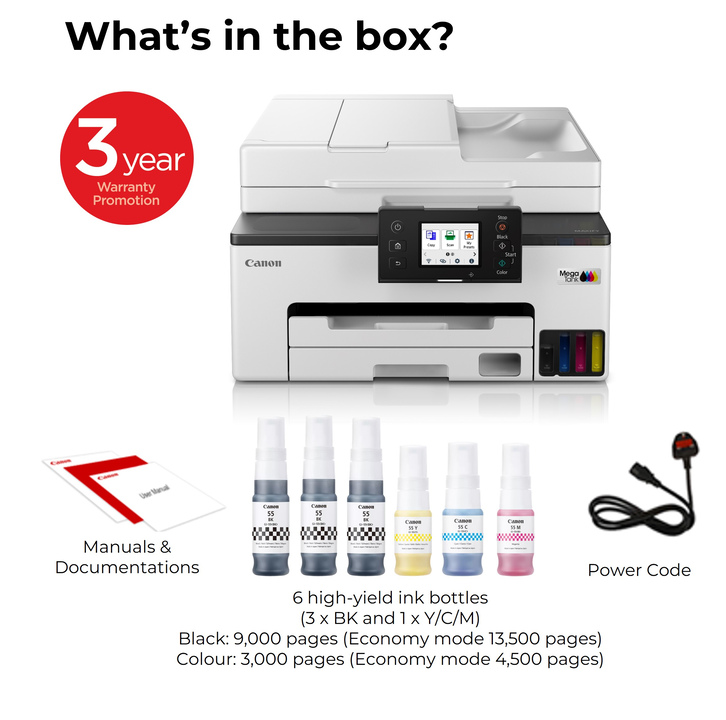 Multifunci&oacute;n 4 en 1 con ADF 35 hj. Tecnologia MegaTank de botellas de tinta