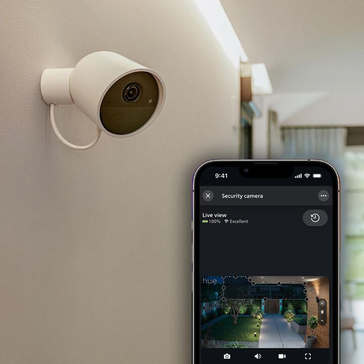 C&aacute;mara Videovigilancia Hue Secure 2K con Cable Blanca